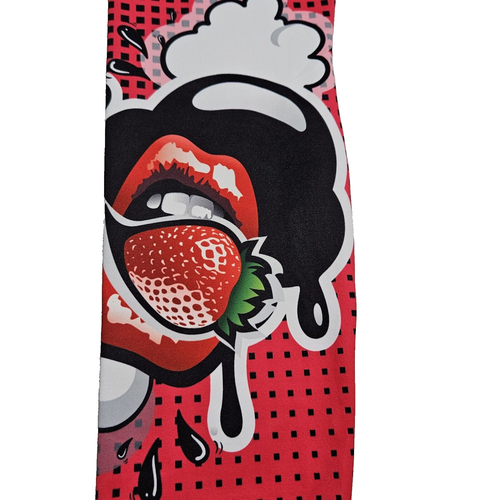 Pop Art Legging Womens M/L Comic Colorful Athleisure Slurp Y2K Red Strawberry - Picture 9 of 14